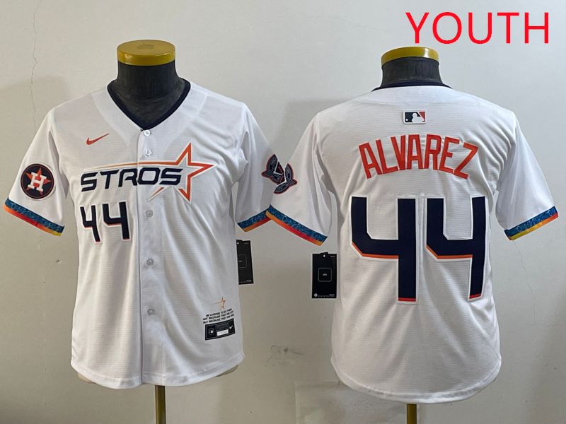 Youth Houston Astros 44 Alvarez White Fourth generation Joint Name 2025 Nike MLB Jersey style 9